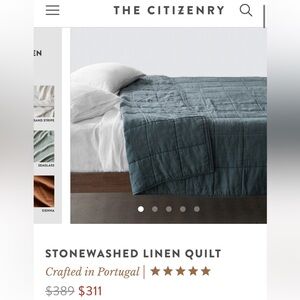 The Citizenry Stonewashed Linen Quilt | King/California King | Aegean Blue
